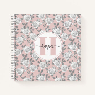 Rose Garden Monogram Pink Notebook