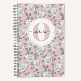 Rose Garden Monogram Pink Notebook