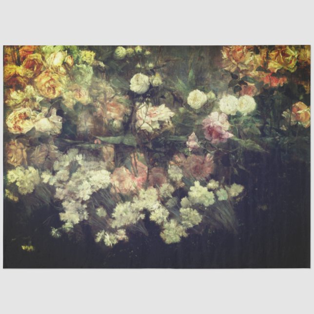 Rose Garden Painting by Dewing Decoupage Tissue Paper (Front)