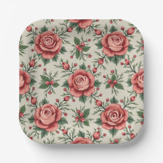 rose garden paper plates