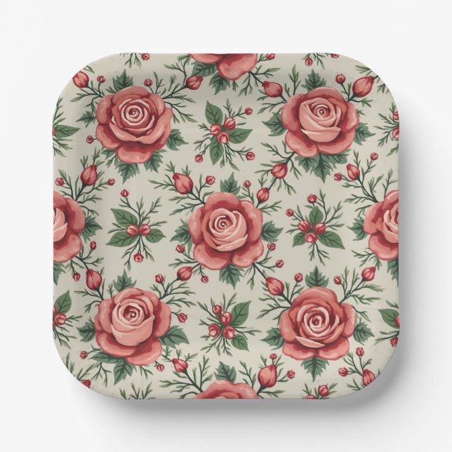 rose garden paper plates (Front)