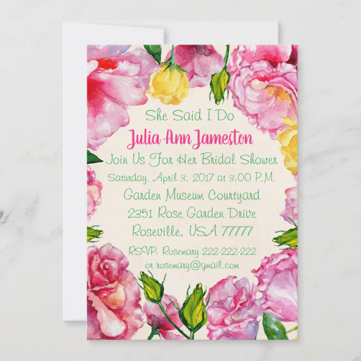 Rose Garden Party Bridal Shower Invitation Zazzle