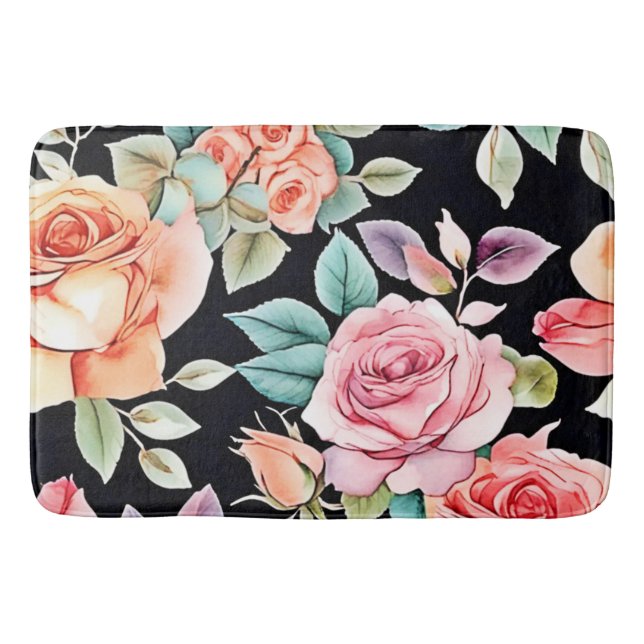 Rose Garden Pattern Design Bath Mat (Front)