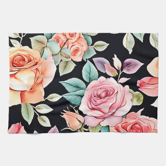 Rose Garden Pattern Design Kitchen Towel (Horizontal)