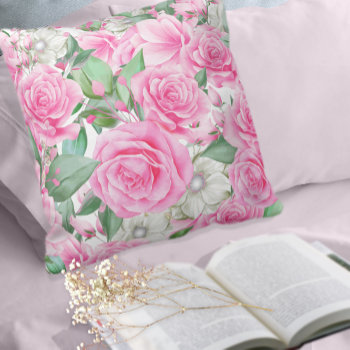 Rose Garden Pattern Pink Id764 Throw Pillow by arrayforhome at Zazzle