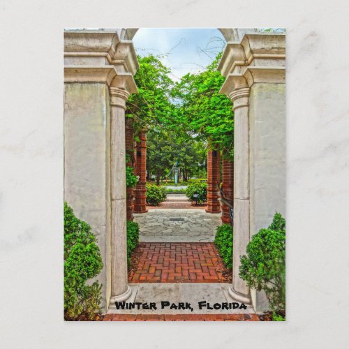 Rose Garden  Peacock Fountain Winter Park Florida Postcard