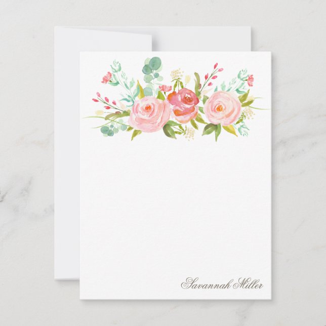 Rose Garden Personalized Stationery Cards (Front)