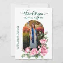 Rose Garden Photo Graduation Thank You Card
