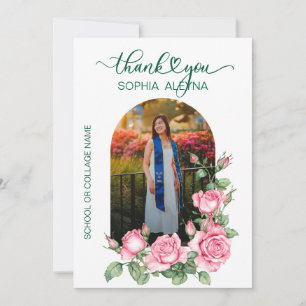 Rose Garden Photo Graduation Thank You Card