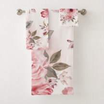 Rose Garden Pink Watercolor Floral Blush Botanical