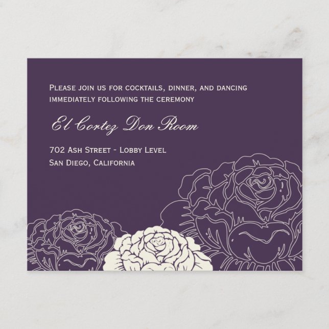Rose Garden Reception Card - Purple (Front)