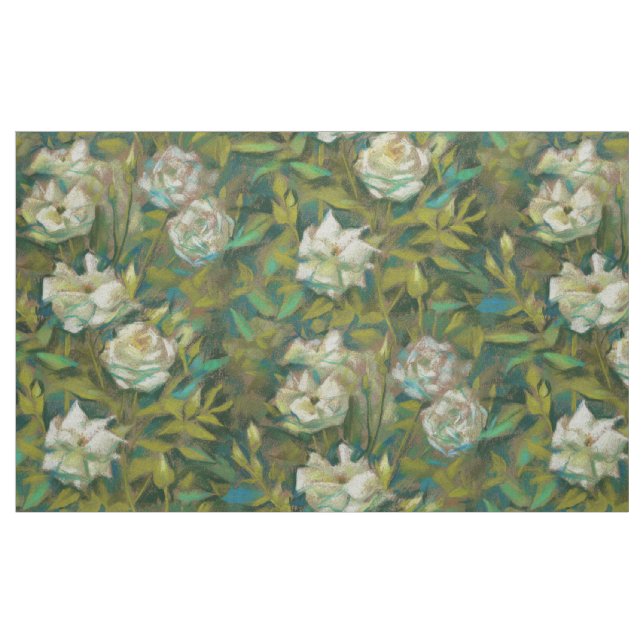 "Rose garden", retro floral design, mint & ocher Fabric (Fat Quarter)