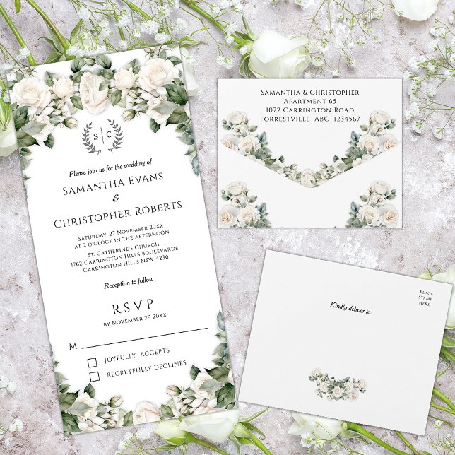 Rose Garden Romance Floral Wedding  All In One Invitation (Creator Uploaded)