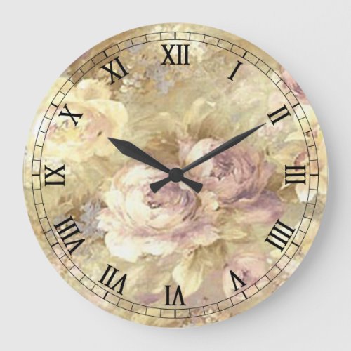 Rose Garden Round Roman Numerals Clock