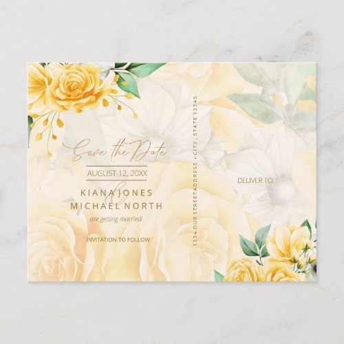 Rose Garden Save the Date Yellow ID764 Announcement Postcard