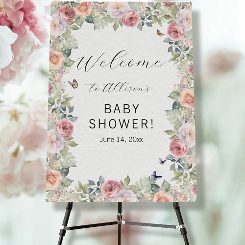 Rose Garden Sweet Baby Girl Shower Welcome Foam Board