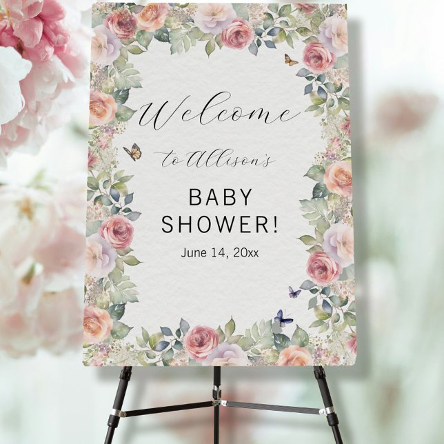 Rose Garden Sweet Baby Girl Shower Welcome Foam Board (Creator Uploaded)