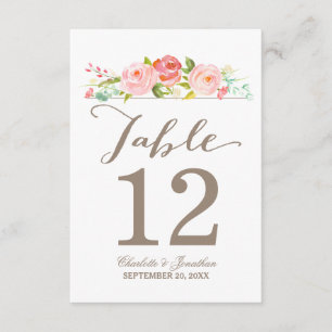 Rose Garden Table Number Card