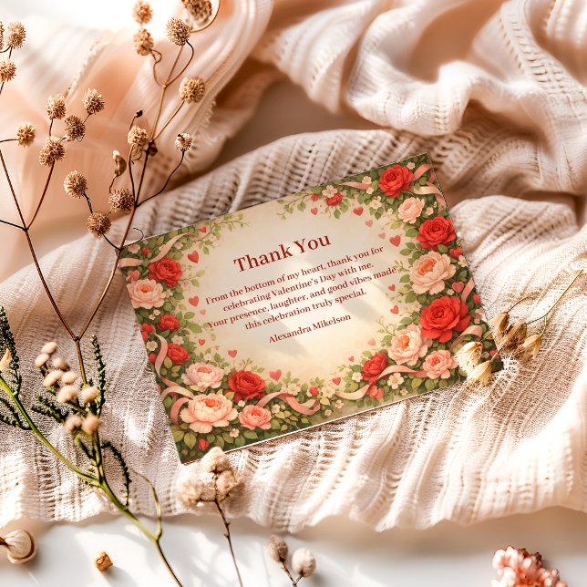 Rose Garden Valentine Party Thank You Card (Creator Uploaded)
