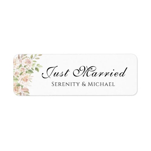 Rose Garden Watercolor Pink Floral Just Married La Label