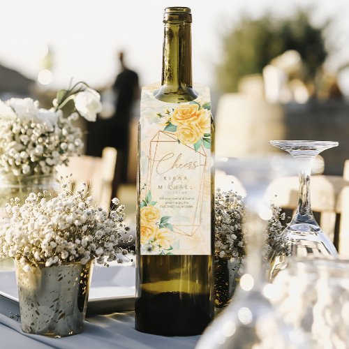 Rose Garden Wedding Cheers Yellow ID764 Bottle Hanger Tag