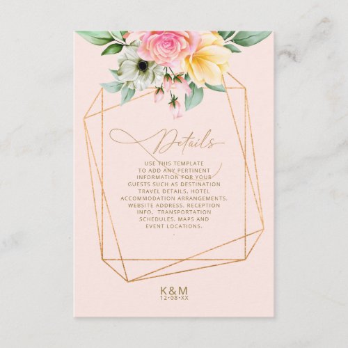 Rose Garden Wedding Details Multi_Color ID764 Enclosure Card