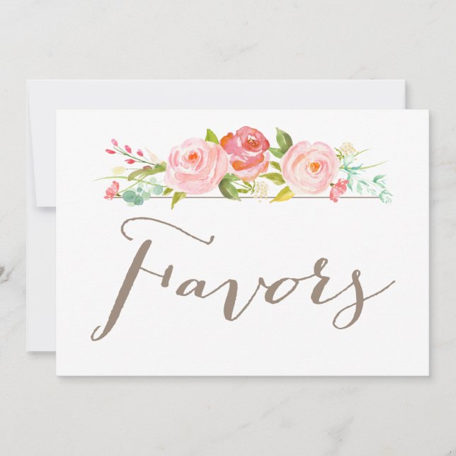 Rose Garden Wedding Favors Sign Invitation (Front)