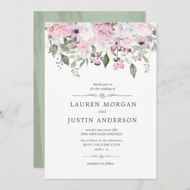 Rose Garden |  Wedding Invitation (Front/Back)