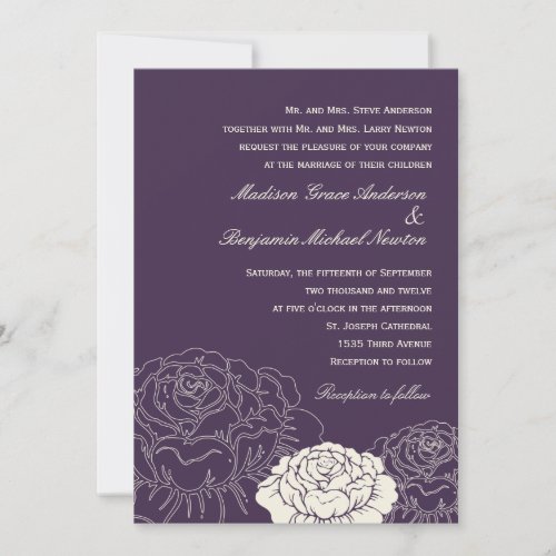 Rose Garden Wedding Invitation - Purple