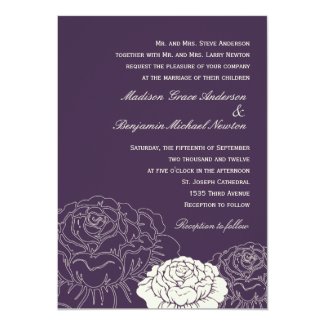 Rose Garden Wedding Invitation - Purple