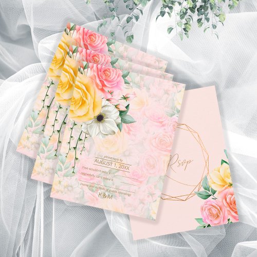 Rose Garden Wedding Multi_Color ID764 RSVP Card