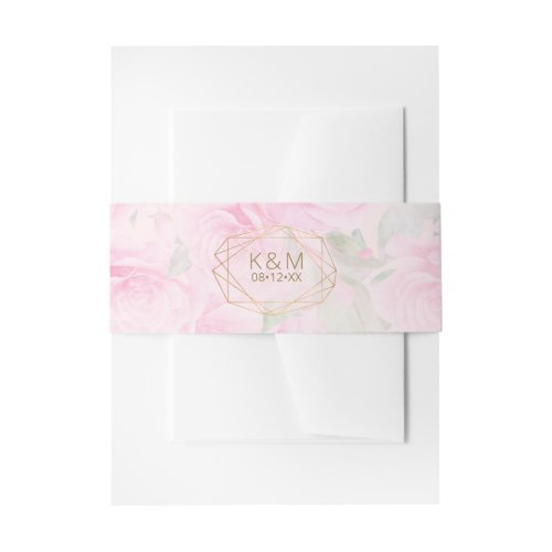 Rose Garden Wedding Pink ID764 Invitation Belly Band