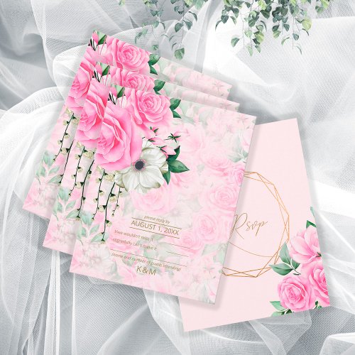 Rose Garden Wedding Pink ID764 RSVP Card