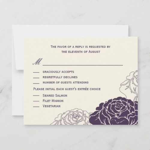 Rose Garden Wedding RSVP Card - Purple