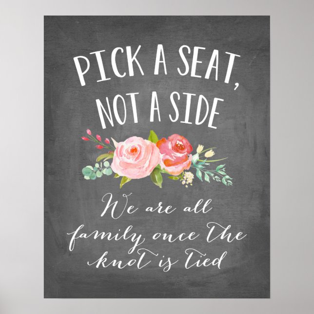 Rose Garden Wedding Sign | Pick A Seat, Not A Side (Front)