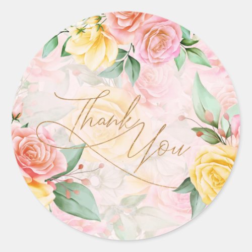 Rose Garden Wedding Thank You Multi_Color ID764 Classic Round Sticker