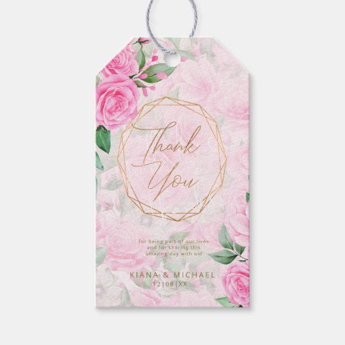 Rose Garden Wedding Thank You Pink ID764 Gift Tags