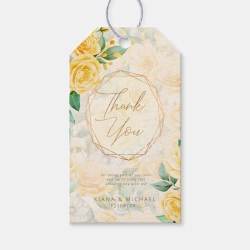 Rose Garden Wedding Thank You Yellow ID764 Gift Tags