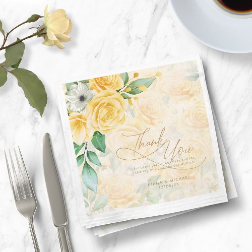 Rose Garden Wedding Thank You Yellow ID764 Napkins