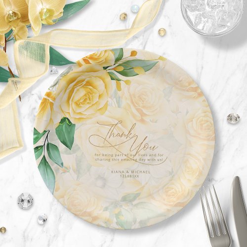 Rose Garden Wedding Thank You Yellow ID764 Paper Plates