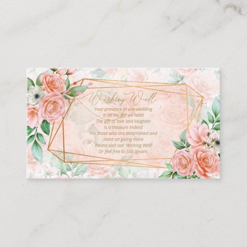 Rose Garden Wedding Wishing Well V2 Peach ID764 Enclosure Card