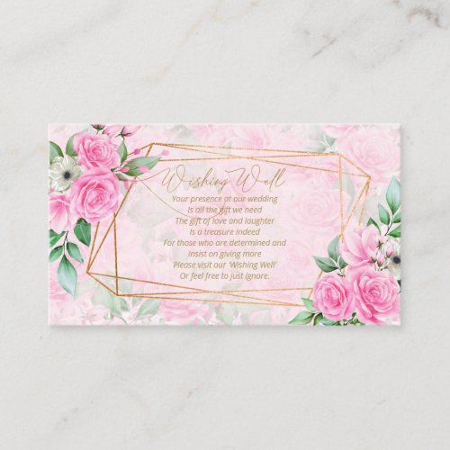Rose Garden Wedding Wishing Well V2 Pink ID764 Enclosure Card