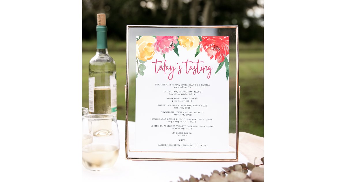 Rosé Garden Wine Tasting Menu Sign | Zazzle