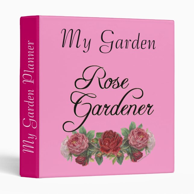 Rose Gardener Vintage Art Garden Planner Binder (Front/Spine)