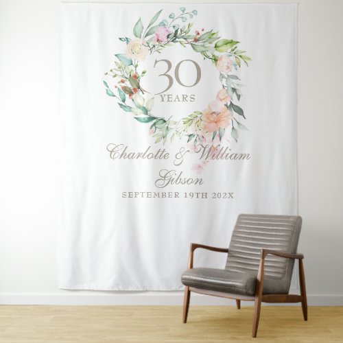 Rose Garland 30th Anniversary Photo Booth Backdrop