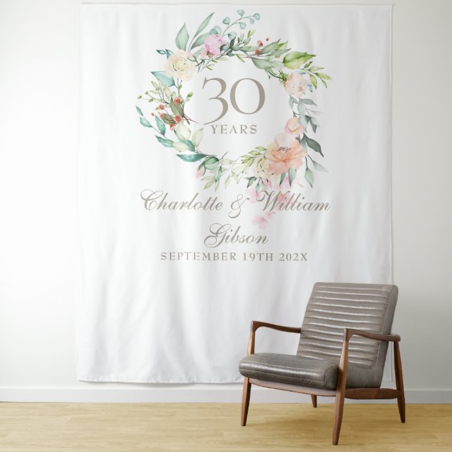 Rose Garland 30th Anniversary Photo Booth Backdrop (In Situ)