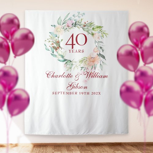 Rose Garland 40th Anniversary Photo Booth Backdrop