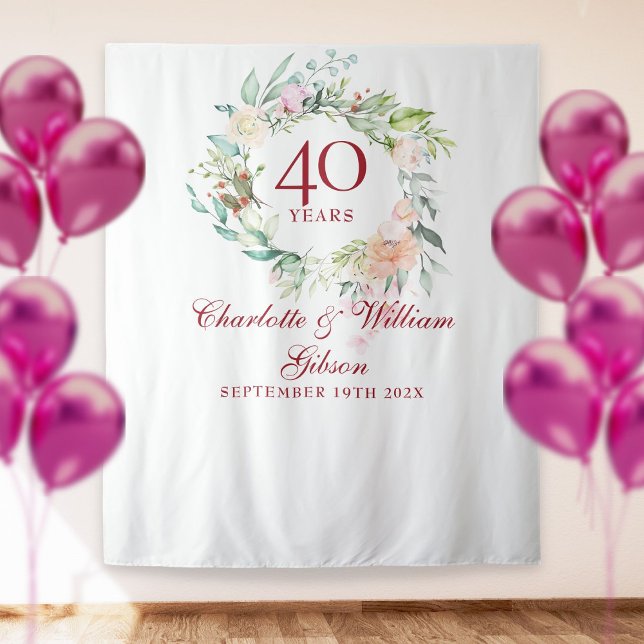 Rose Garland 40th Anniversary Photo Booth Backdrop (Creator Uploaded)
