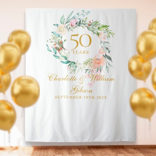 Rose Garland 50th Anniversary Photo Booth Backdrop