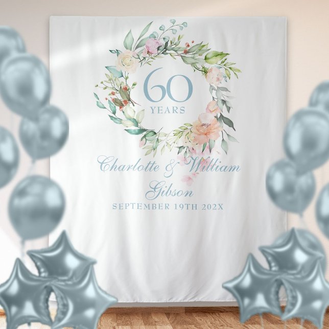 Rose Garland 60th Anniversary Photo Booth Backdrop (Rose Garland 60th Anniversary Photo Booth Backdrop)